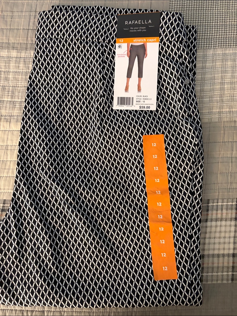 Rafaella Black and White Geometric Pencil Skirt